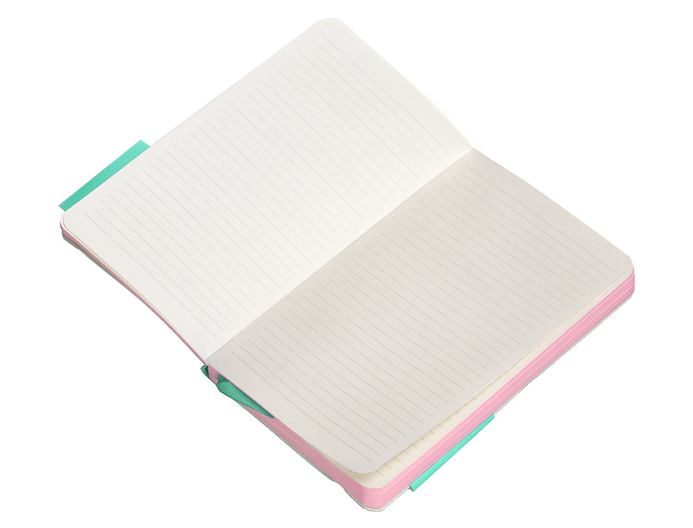 CADERNO COM ELASTICO ANTARTIK NOTES CAPA MOLE A6 PAUTADO ROSA E TURQUESA 100 FOLHAS 80 GR FSC