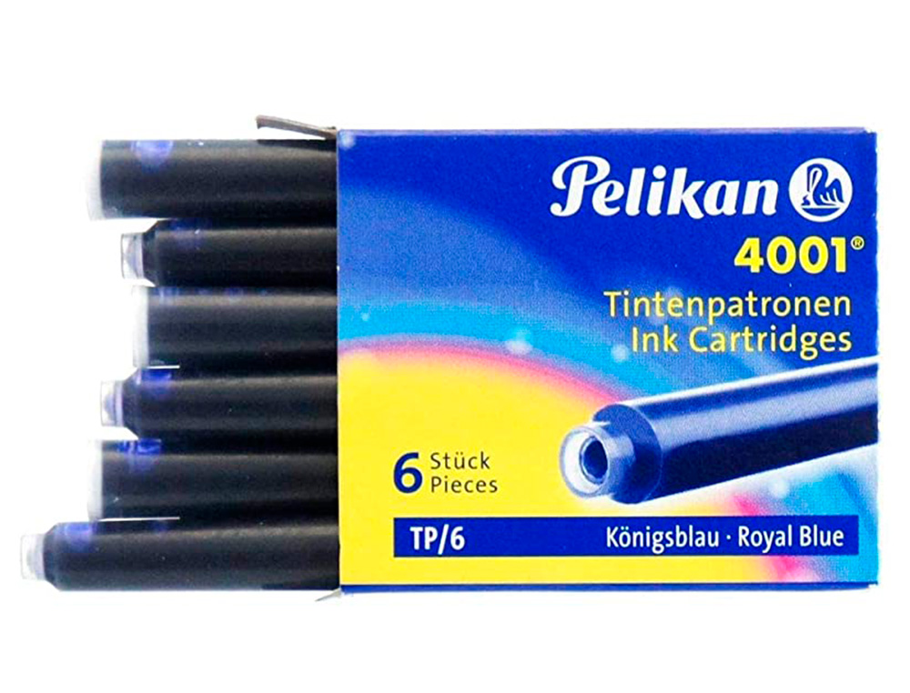 RECARGA PARA CANETA PELIKAN 4001 AZUL REALCAIXA 6 UNIDADES