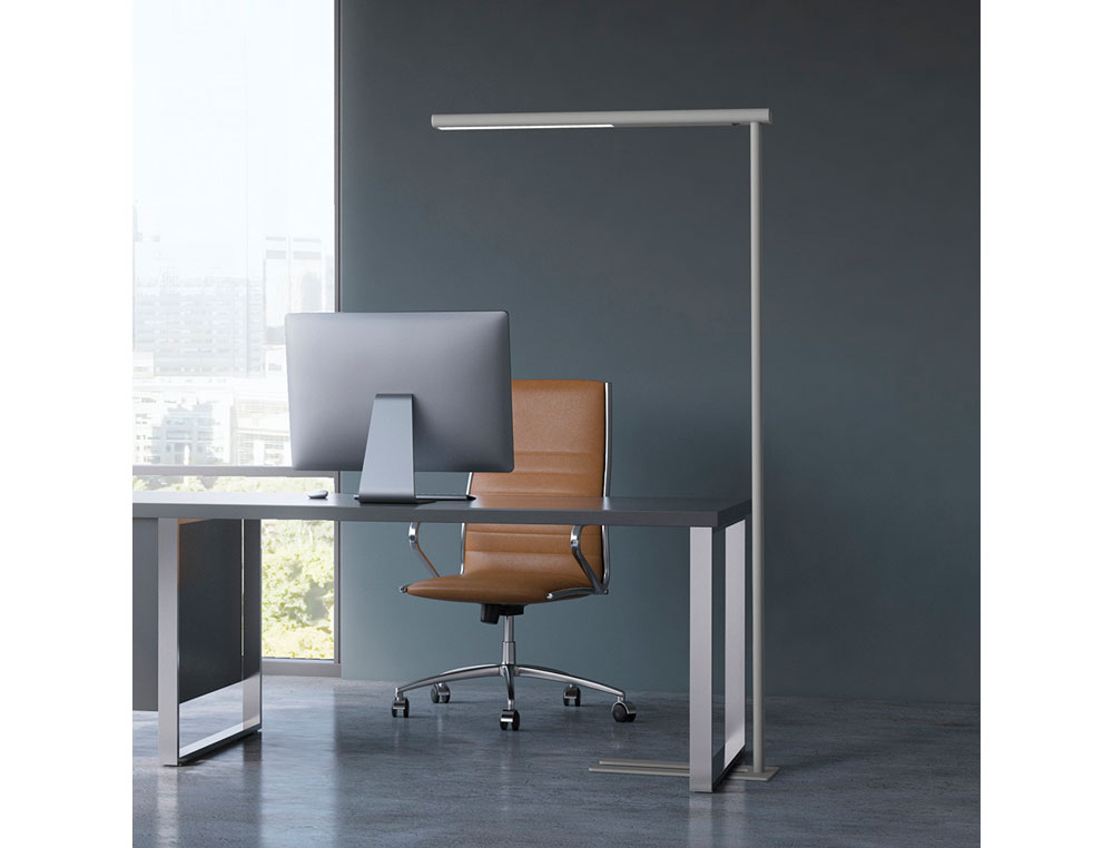 CANDEEIRO DE CHAO ROCADA MAULJET LED 4 NIVEIS INTENSIDADE COR PRATA 950X1950 MM