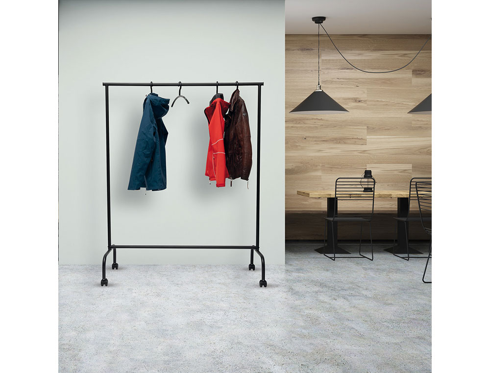 CABIDE ROCADA MAULLIMBO CAVALETE EXTENSIVEL COM RODAS COR PRETO 1270X505X1570 MM