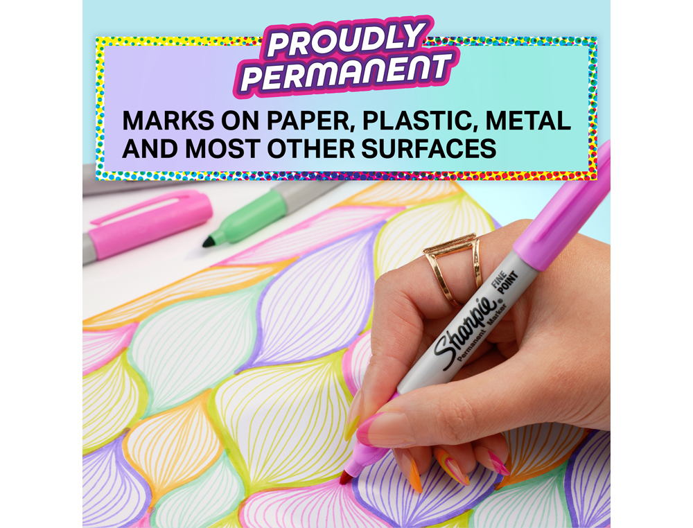 MARCADOR SHARPIE PERMANENTE FINO GLAM POP BLISTER DE 5 UNIDADES CORES SORTIDAS