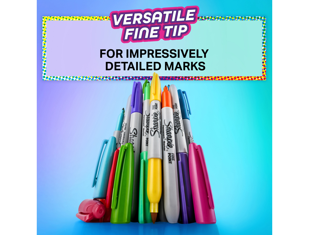 MARCADOR SHARPIE PERMANENTE FINO GLAM POP BLISTER DE 5 UNIDADES CORES SORTIDAS