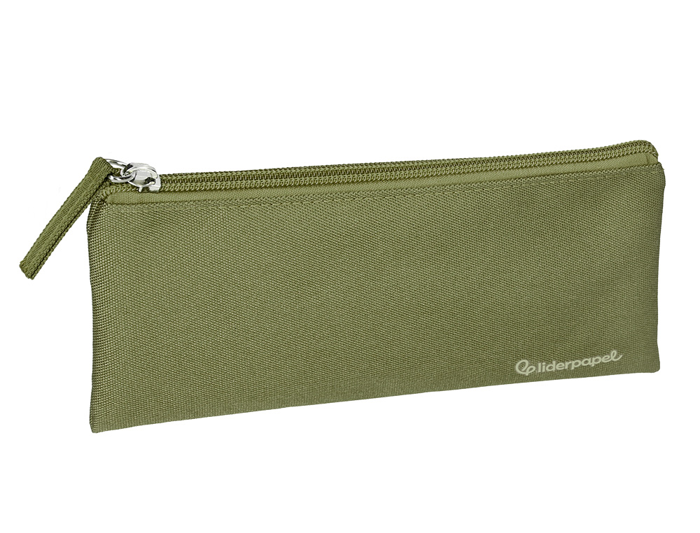 ESTOJO ESCOLAR LIDERPAPEL PLANO LARGO UM FECHO 200X100 MM VERDE MILITAR