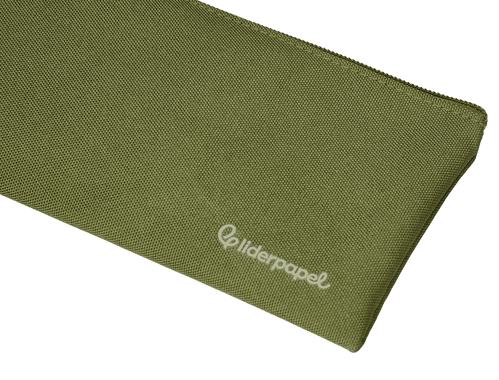 ESTOJO ESCOLAR LIDERPAPEL PLANO LARGO UM FECHO 200X100 MM VERDE MILITAR