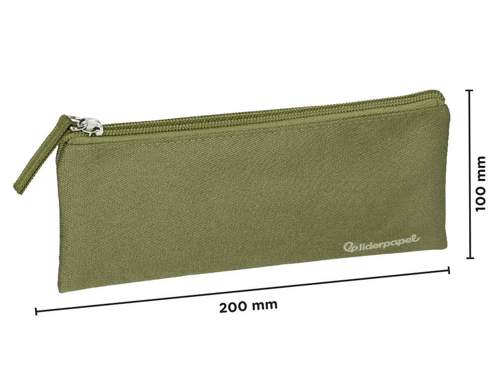 ESTOJO ESCOLAR LIDERPAPEL PLANO LARGO UM FECHO 200X100 MM VERDE MILITAR