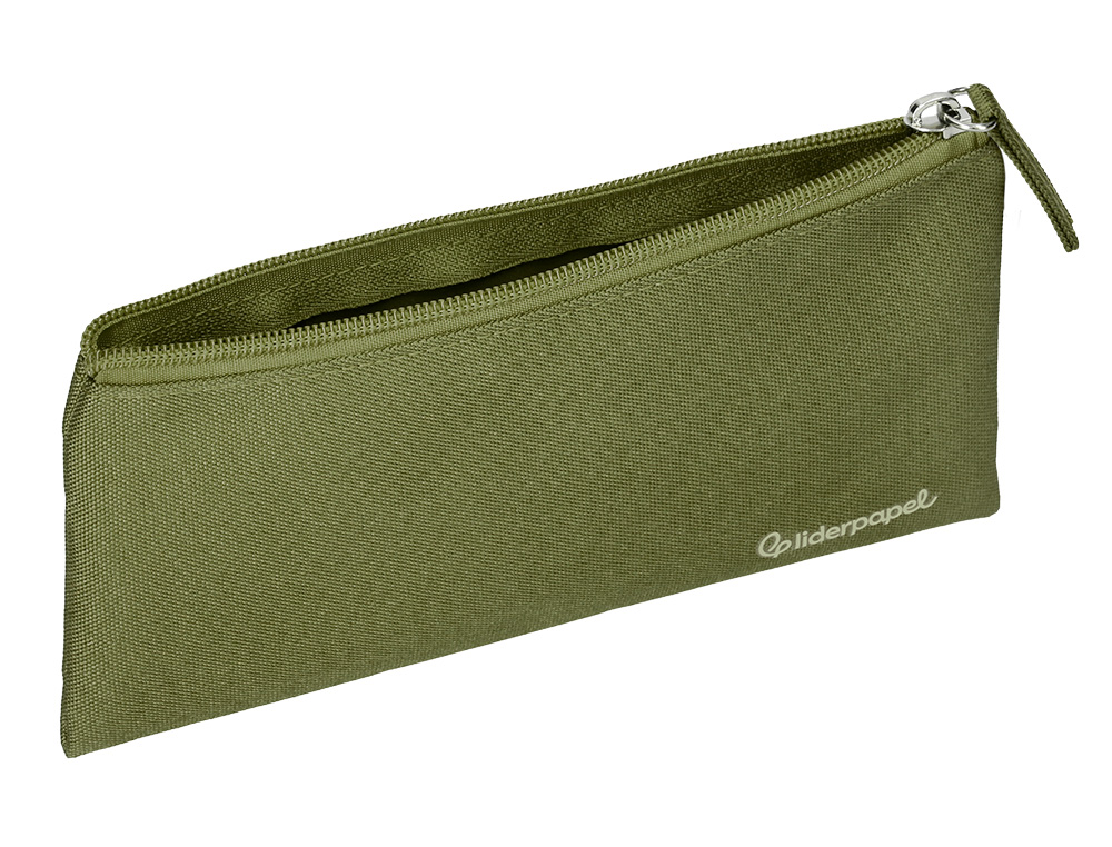 ESTOJO ESCOLAR LIDERPAPEL PLANO LARGO UM FECHO 200X100 MM VERDE MILITAR