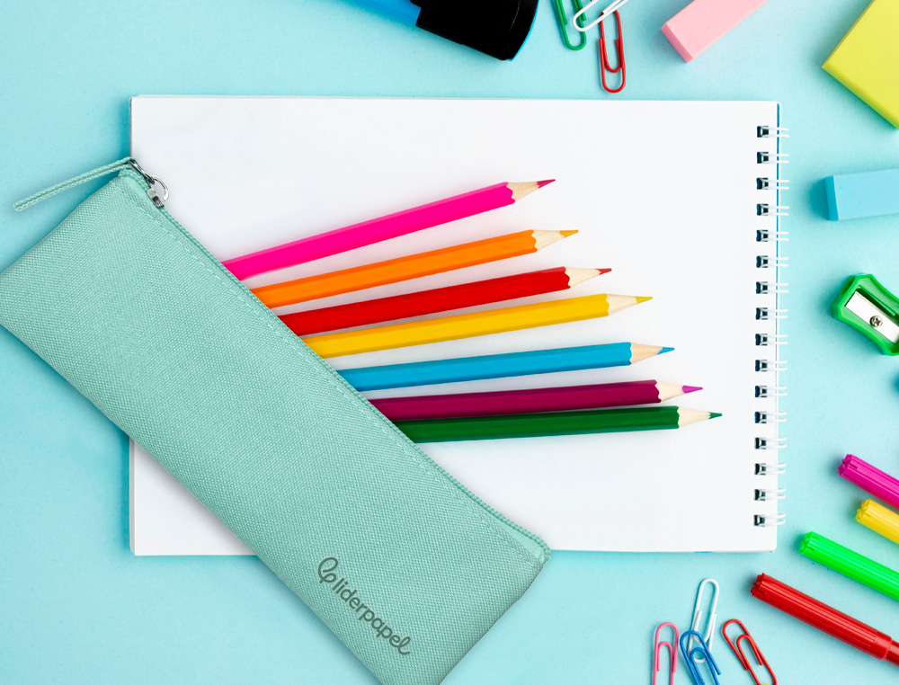 ESTOJO ESCOLAR LIDERPAPEL PLANO ESTREITO UM FECHO 200X60 MM VERDE