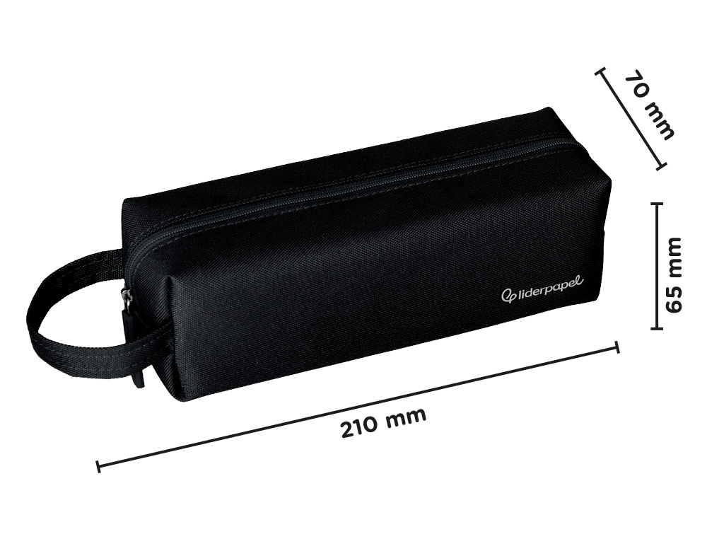 ESTOJO ESCOLAR LIDERPAPEL RETANGULAR COM ASA 210X70 MM PRETO