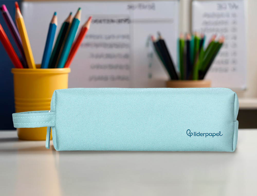 ESTOJO ESCOLAR LIDERPAPEL CLASSIC RETANGULAR COM ASA 210X70 MM AZUL CELESTE