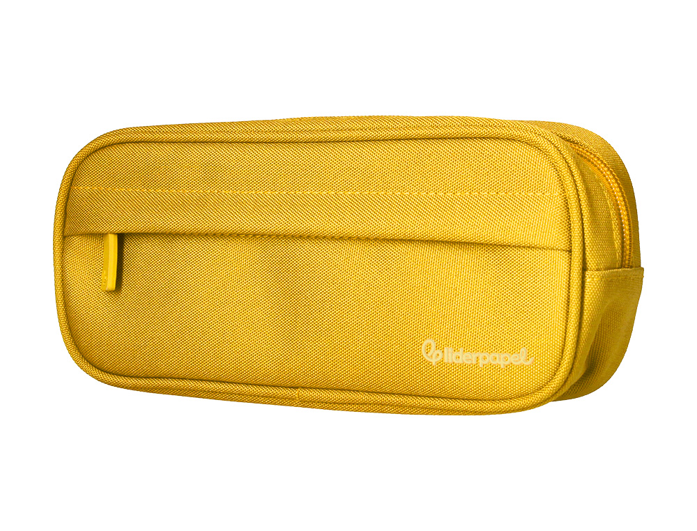 ESTOJO ESCOLAR LIDERPAPEL OVALADO 2 FECHOS COM BOLSO FRONTAL 210X90 MM AMARELO