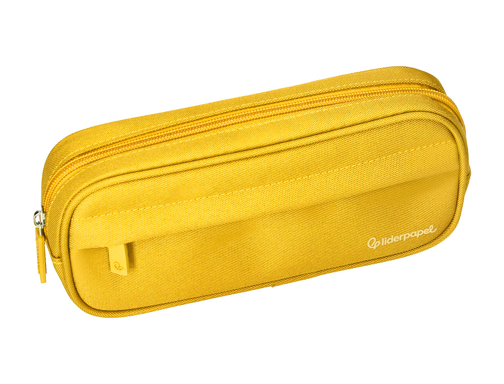 ESTOJO ESCOLAR LIDERPAPEL OVALADO 2 FECHOS COM BOLSO FRONTAL 210X90 MM AMARELO