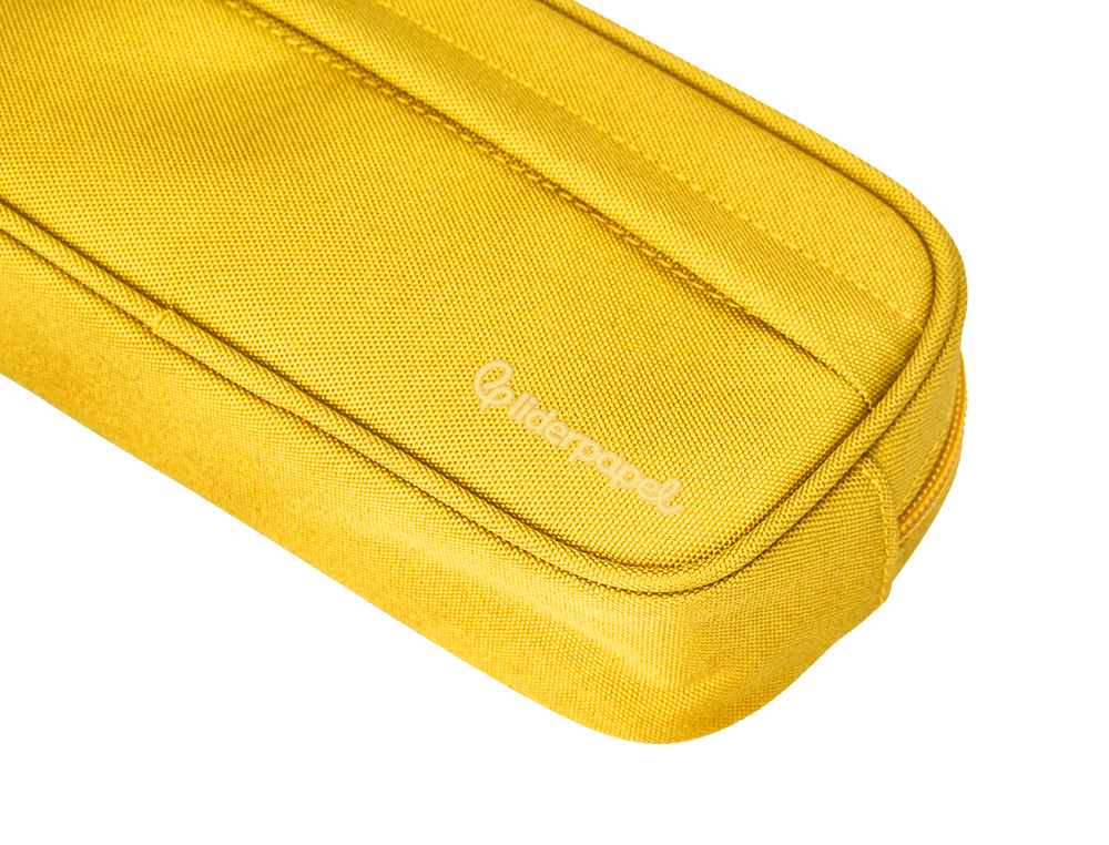 ESTOJO ESCOLAR LIDERPAPEL OVALADO 2 FECHOS COM BOLSO FRONTAL 210X90 MM AMARELO