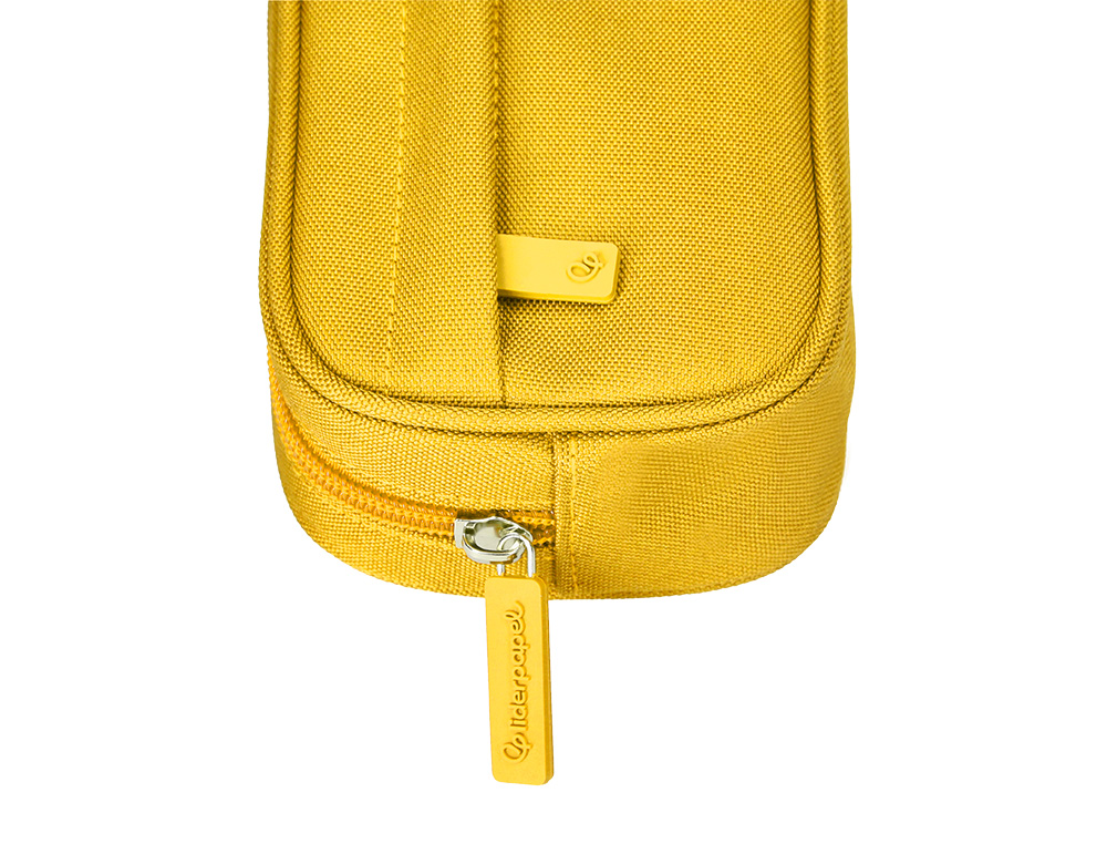 ESTOJO ESCOLAR LIDERPAPEL OVALADO 2 FECHOS COM BOLSO FRONTAL 210X90 MM AMARELO