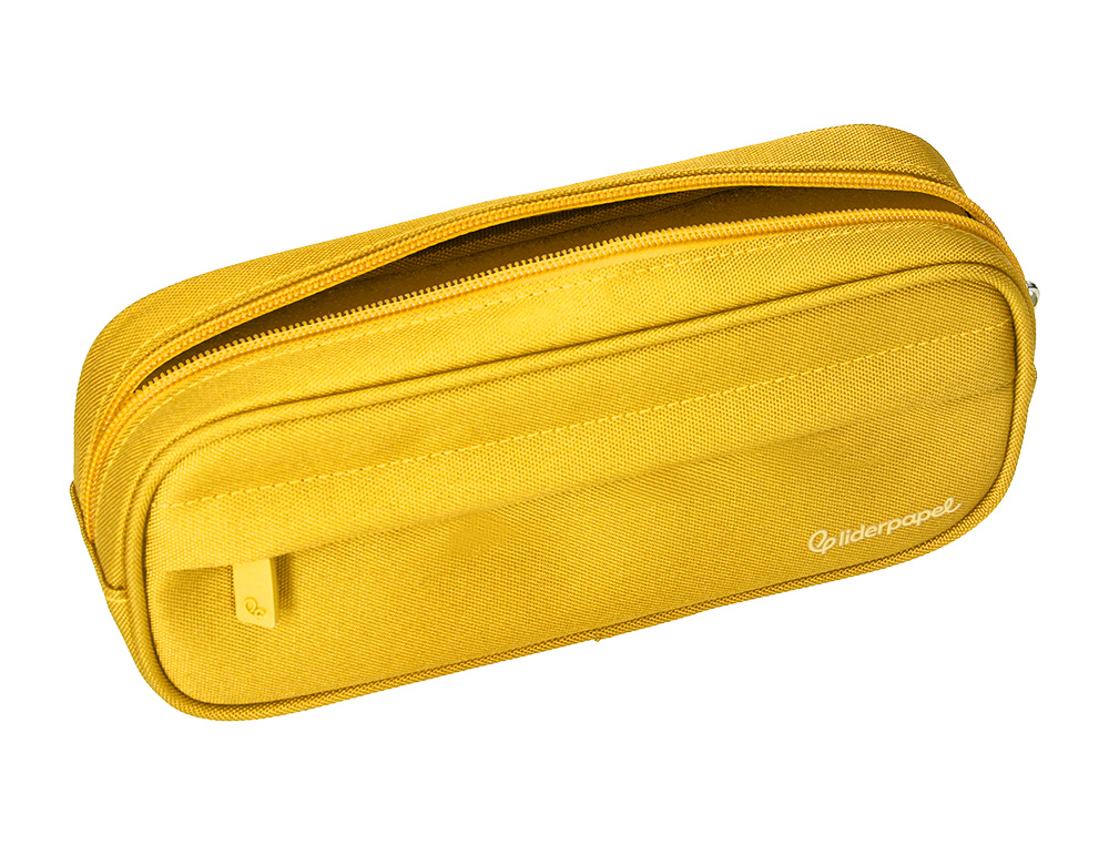 ESTOJO ESCOLAR LIDERPAPEL OVALADO 2 FECHOS COM BOLSO FRONTAL 210X90 MM AMARELO