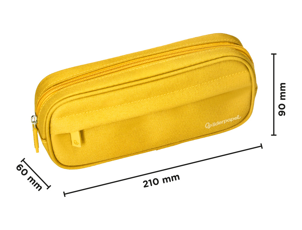ESTOJO ESCOLAR LIDERPAPEL OVALADO 2 FECHOS COM BOLSO FRONTAL 210X90 MM AMARELO