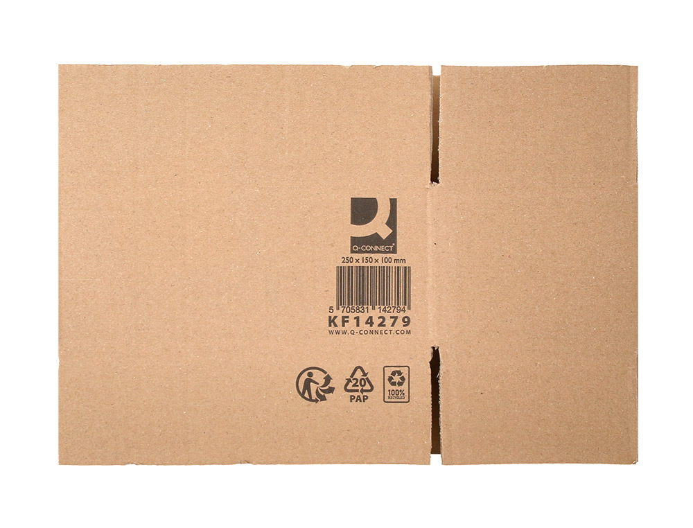 CAIXA PARA EMBALAR Q-CONNECT AMERICANA CARTAO CANAL SIMPLES 5 MM COR KRAFT 250X150X100 MM