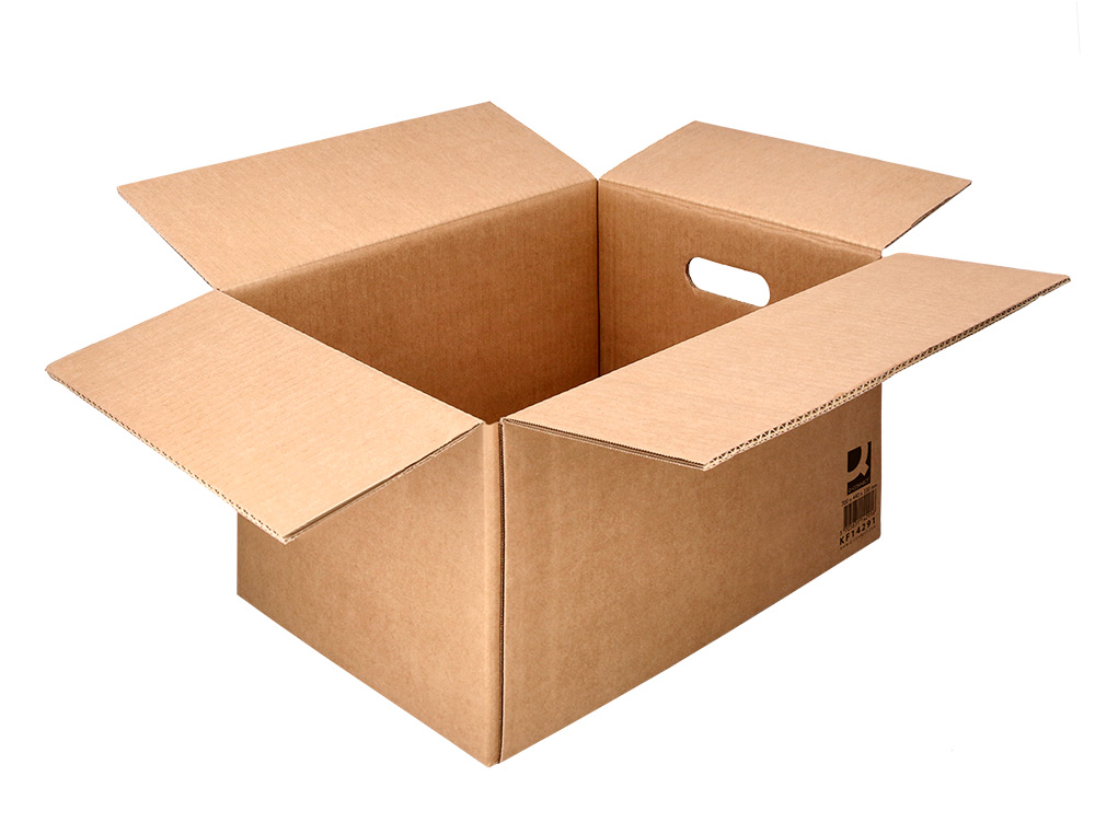 CAIXA PARA EMBALAR Q-CONNECT AMERICANA ULTRA RESISTENTE COM ASAS CARTAO CANAL DUPLO 7 MM COR KRAFT 700X440X330 MM