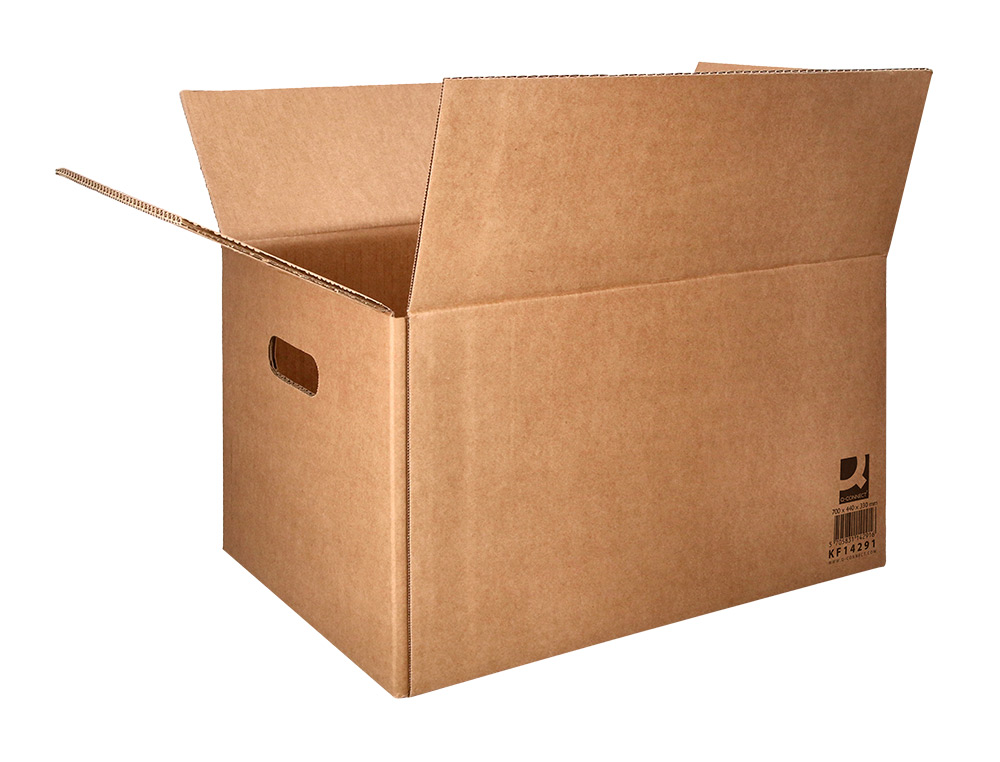 CAIXA PARA EMBALAR Q-CONNECT AMERICANA ULTRA RESISTENTE COM ASAS CARTAO CANAL DUPLO 7 MM COR KRAFT 700X440X330 MM