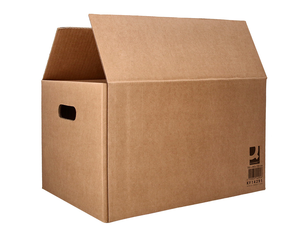 CAIXA PARA EMBALAR Q-CONNECT AMERICANA ULTRA RESISTENTE COM ASAS CARTAO CANAL DUPLO 7 MM COR KRAFT 700X440X330 MM