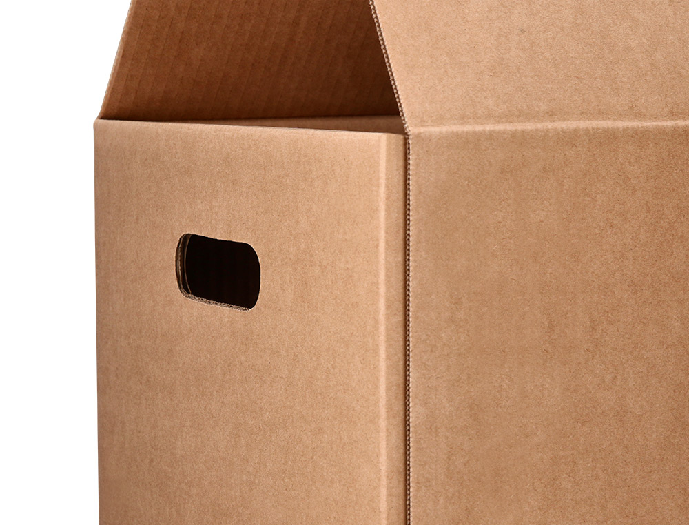 CAIXA PARA EMBALAR Q-CONNECT AMERICANA ULTRA RESISTENTE COM ASAS CARTAO CANAL DUPLO 7 MM COR KRAFT 700X440X330 MM