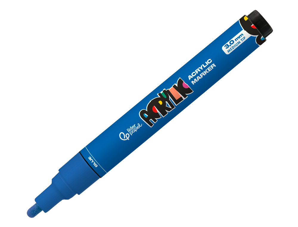 MARCADOR LIDERPAPEL ACRYLIC BASE AGUA TODO TIPO DE SUPERFICIE PONTA REDONDA 3 MM AZUL