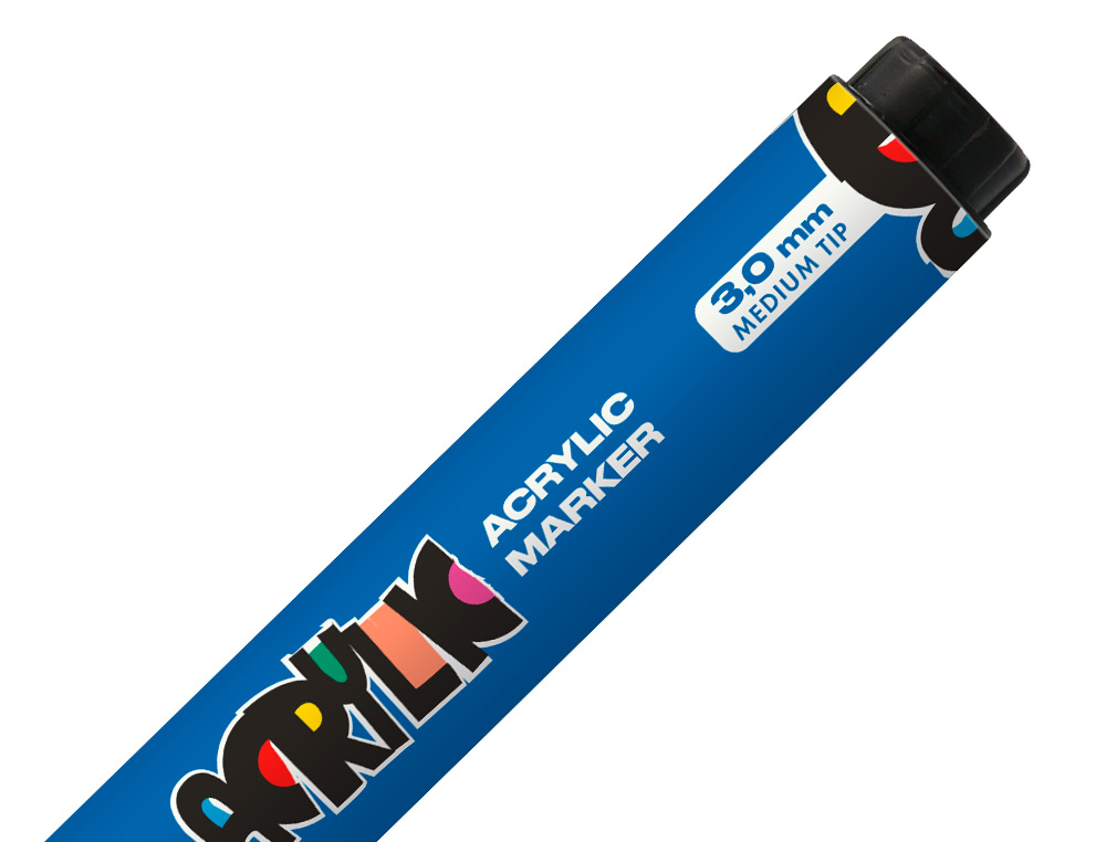 MARCADOR LIDERPAPEL ACRYLIC BASE AGUA TODO TIPO DE SUPERFICIE PONTA REDONDA 3 MM AZUL