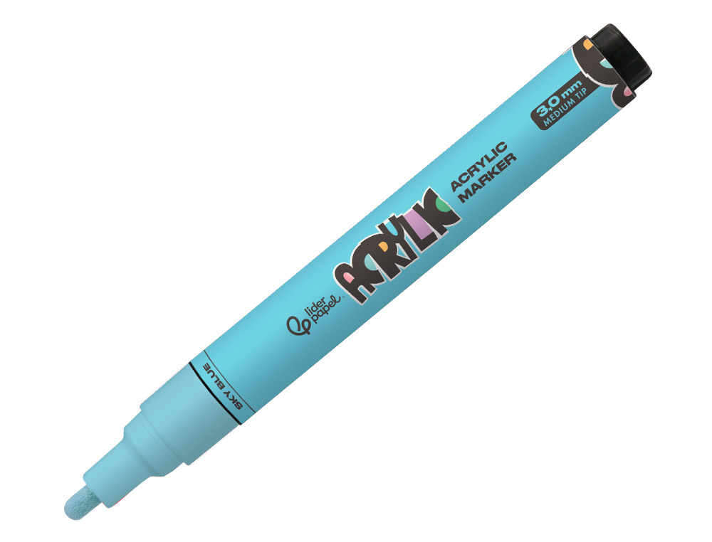 MARCADOR LIDERPAPEL ACRYLIC BASE AGUA TODO TIPO DE SUPERFICIE PONTA REDONDA 3 MM AZUL CEU