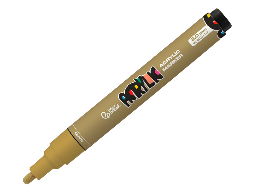 MARCADOR LIDERPAPEL ACRYLIC BASE AGUA TODO TIPO DE SUPERFICIE PONTA REDONDA 3 MM CASTANHO CLARO