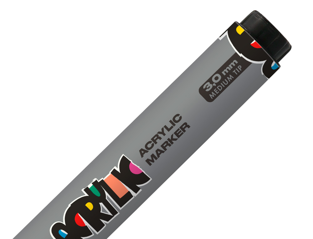 MARCADOR LIDERPAPEL ACRYLIC BASE AGUA TODO TIPO DE SUPERFICIE PONTA REDONDA 3 MM PRATA