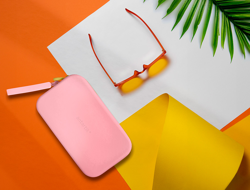 ESTOJO ESCOLAR ANTARTIK TROPICAL DIVE SILICONE SOFT RETANGULAR 190X120X25 MM ROSA CHICLETE
