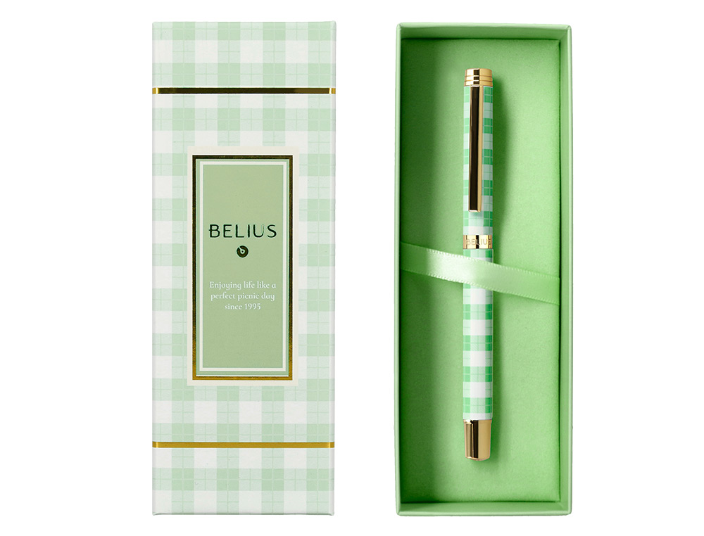 ROLLER BELIUS PICNIC ALUMINIO COR VERDE DOURADO TINTA COR PRETO CAIXA DE DESIGN