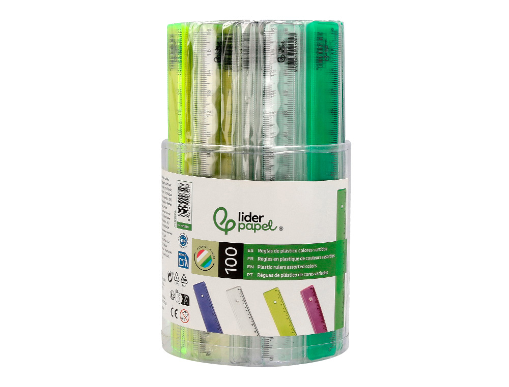 REGUA LIDERPAPEL PLASTICO 16 CM COPO COM 100 UNIDADES CORES SORTIDAS