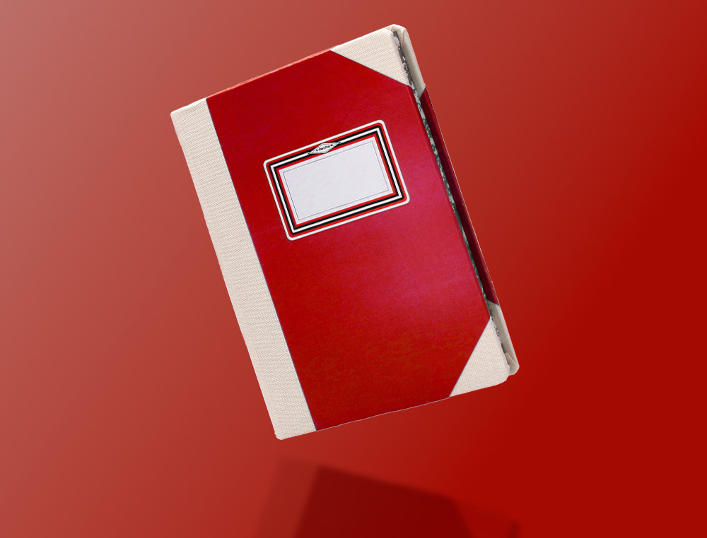 LIVRO DE CARTAO COSIDO FERNANDES FLECHA DIN A5+ PAUTADO 50 FOLHAS 100 GR VERMELHO