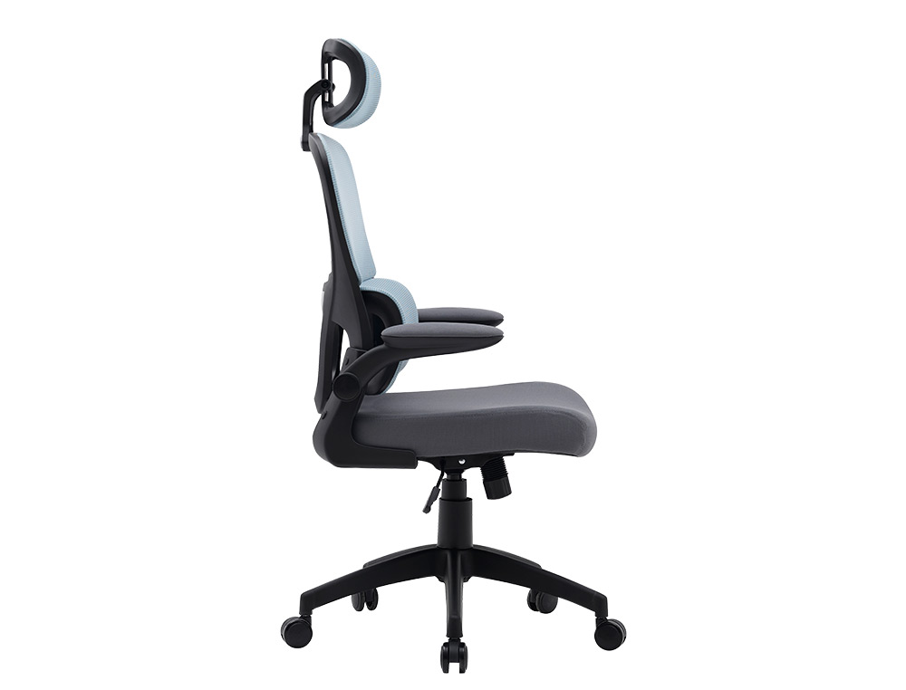 CADEIRA DE DIRECAO Q-CONNECT SORRENTO TECIDO BASE METALICA ALT MAX 1320 LAR 650 PROF 600 MM RODAS PREMIUM AZUL-CINZA