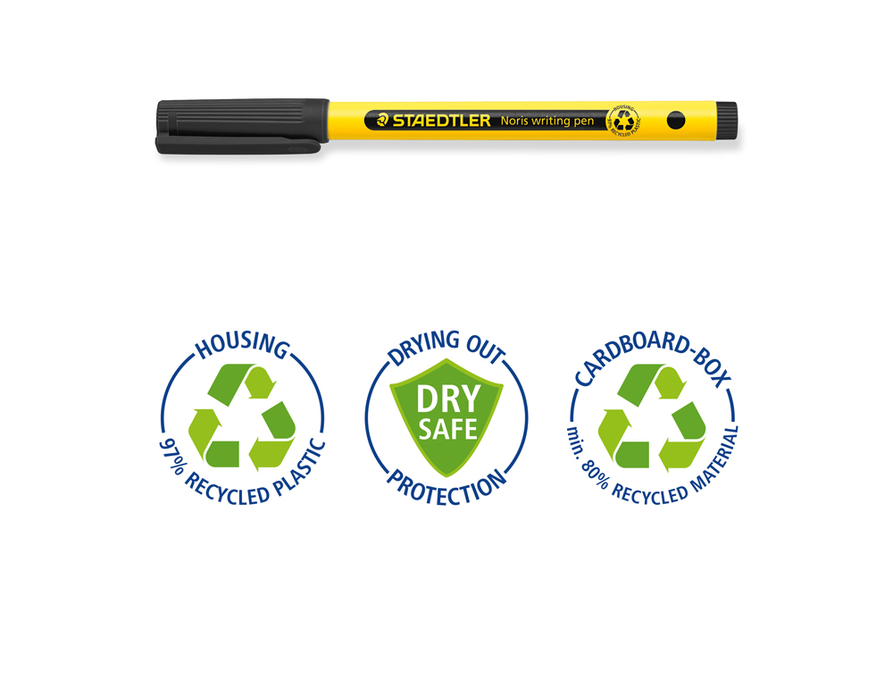 MARCADOR STAEDTLER NORIS WRITING PEN 307 TINTA BASE DE AGUA PONTA FINA TRACO 0,6 MM PRETO