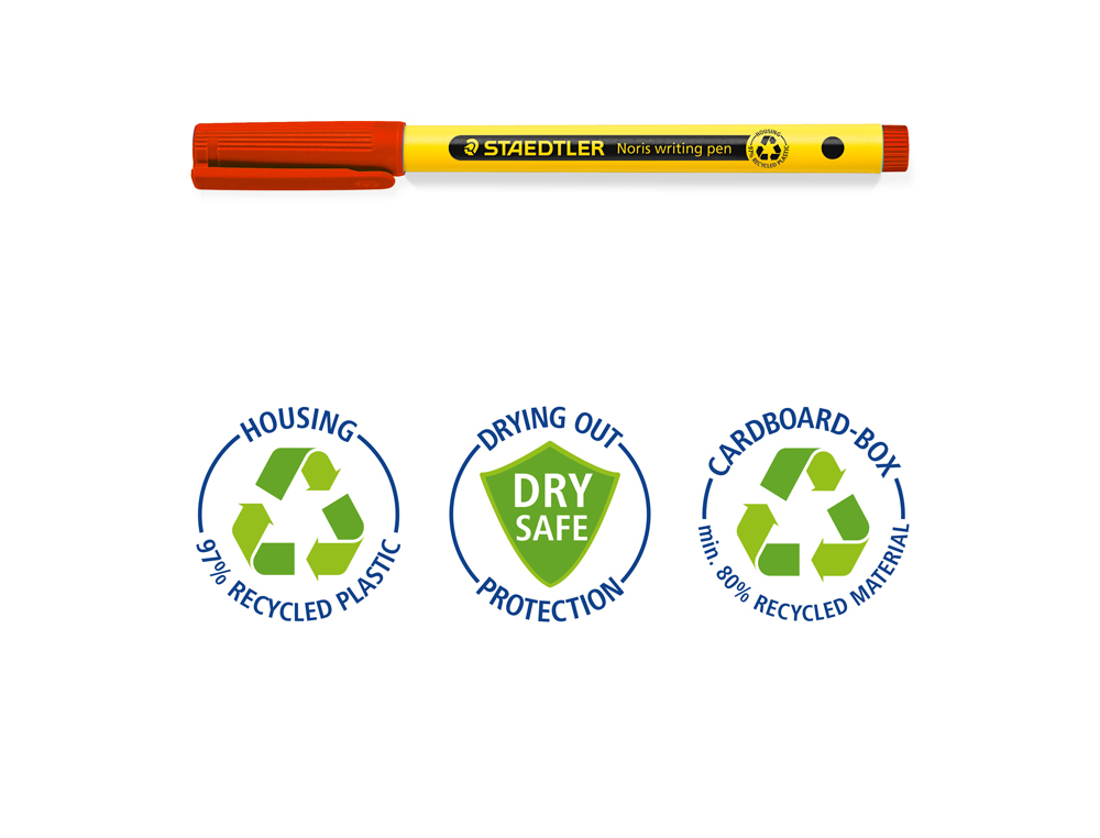 MARCADOR STAEDTLER NORIS WRITING PEN 307 TINTA BASE DE AGUA PONTA FINA TRACO 0,6 MM VERMELHO