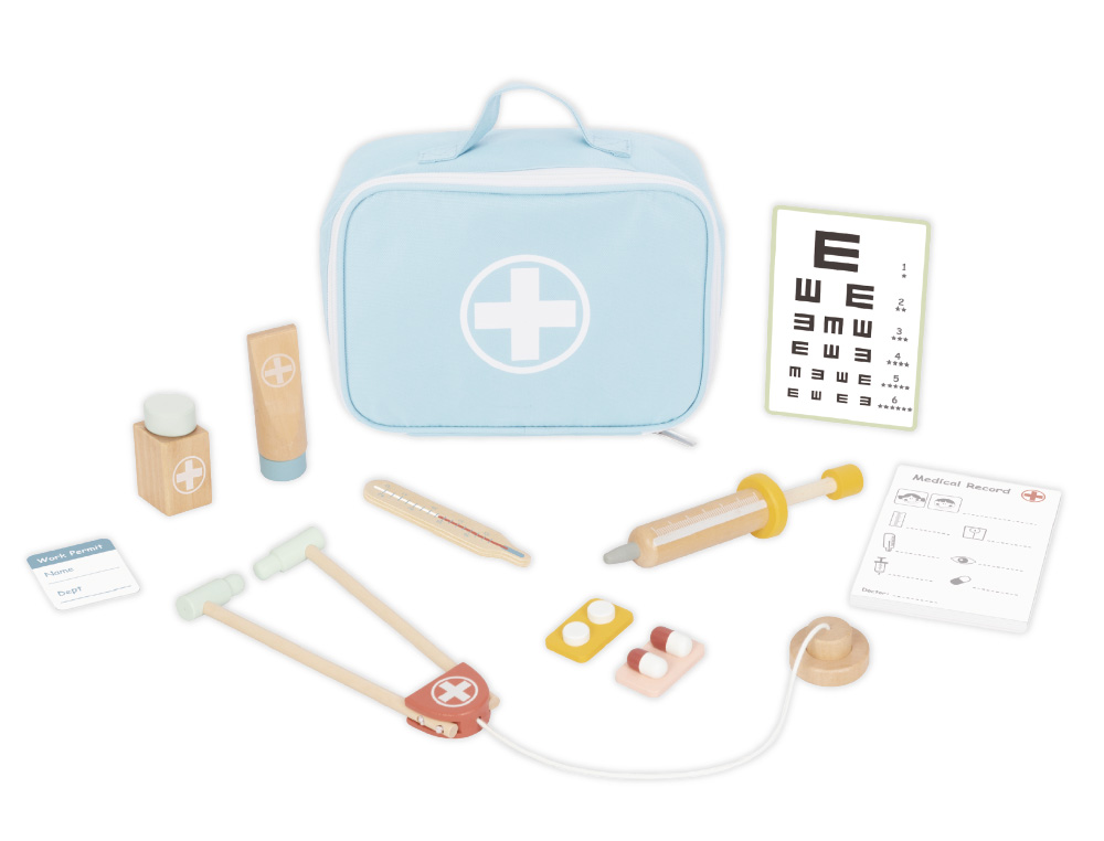 JOGO INFANTIL IMAGINOVO MADEIRA MALA DE MEDICO +3 ANOS 11 PECAS 24,5X18X10CM