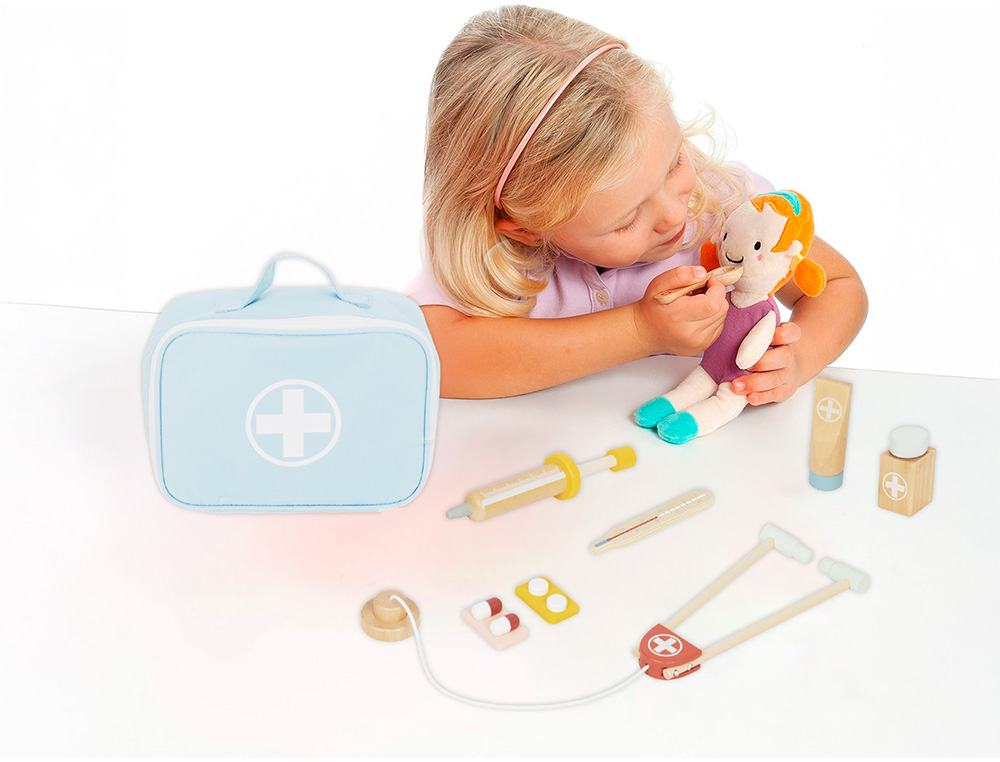 JOGO INFANTIL IMAGINOVO MADEIRA MALA DE MEDICO +3 ANOS 11 PECAS 24,5X18X10CM
