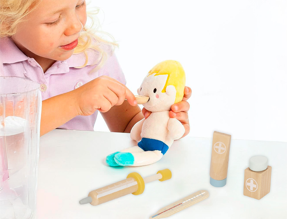 JOGO INFANTIL IMAGINOVO MADEIRA MALA DE MEDICO +3 ANOS 11 PECAS 24,5X18X10CM