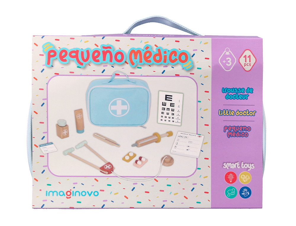 JOGO INFANTIL IMAGINOVO MADEIRA MALA DE MEDICO +3 ANOS 11 PECAS 24,5X18X10CM