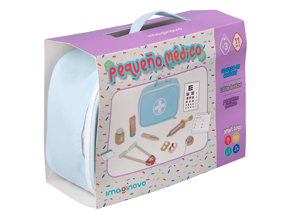 JOGO INFANTIL IMAGINOVO MADEIRA MALA DE MEDICO +3 ANOS 11 PECAS 24,5X18X10CM