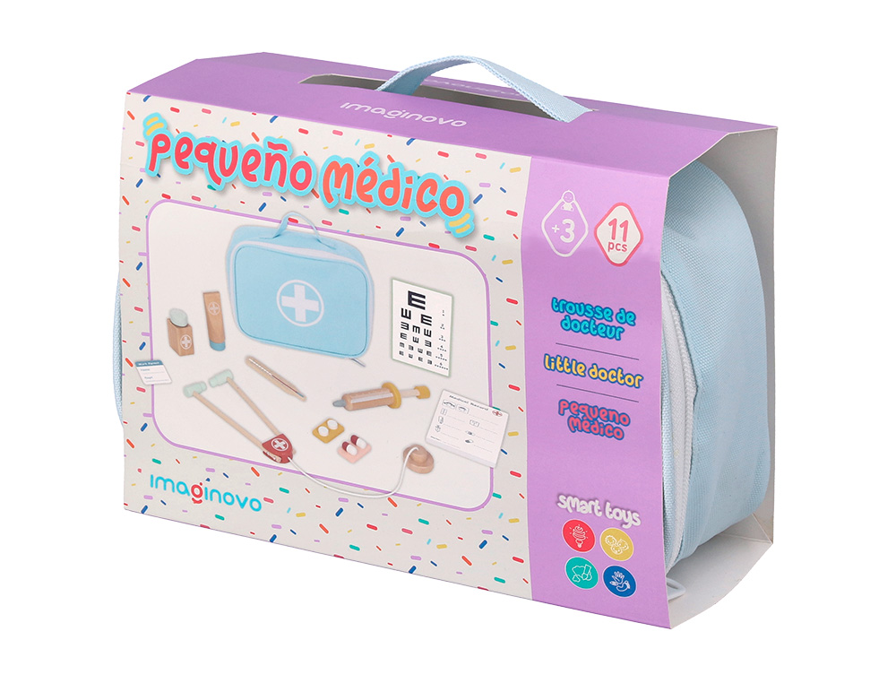 JOGO INFANTIL IMAGINOVO MADEIRA MALA DE MEDICO +3 ANOS 11 PECAS 24,5X18X10CM