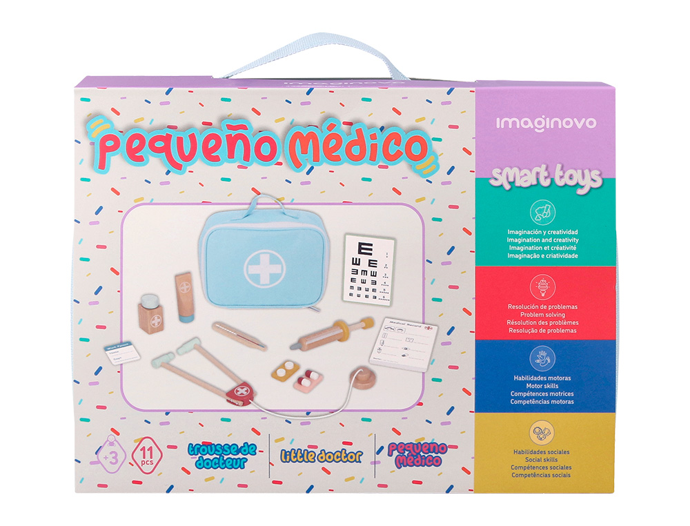 JOGO INFANTIL IMAGINOVO MADEIRA MALA DE MEDICO +3 ANOS 11 PECAS 24,5X18X10CM