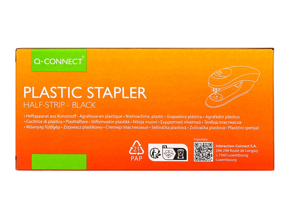 AGRAFADOR Q-CONNECT KF14204 PLASTICO ABS PRETO CAPACIDADE 20 FOLHAS