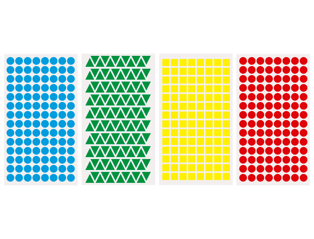ETIQUETAS ESCOLAR LIDERPAPEL FIGURAS SORTIDAS BOLSA DE 12 FOLHAS FIGURAS GEOMETRICAS PEQUENAS CORES SORTIDAS