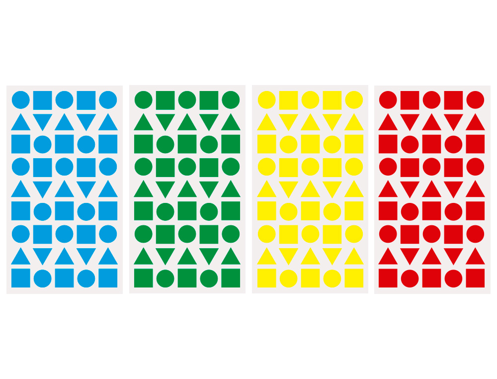 ETIQUETAS ESCOLAR LIDERPAPEL FIGURAS SORTIDAS BOLSA DE 12 FOLHAS FIGURAS GEOMETRICAS MEDIAS CORES SORTIDAS