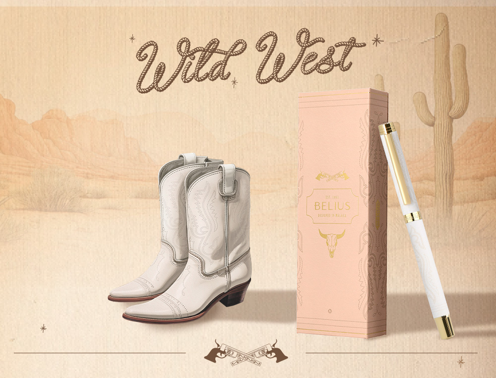 ROLLER BELIUS WILD WEST ALUMINIO COR CREME DOURADO TINTA COR PRETA CAIXA DE DESIGN
