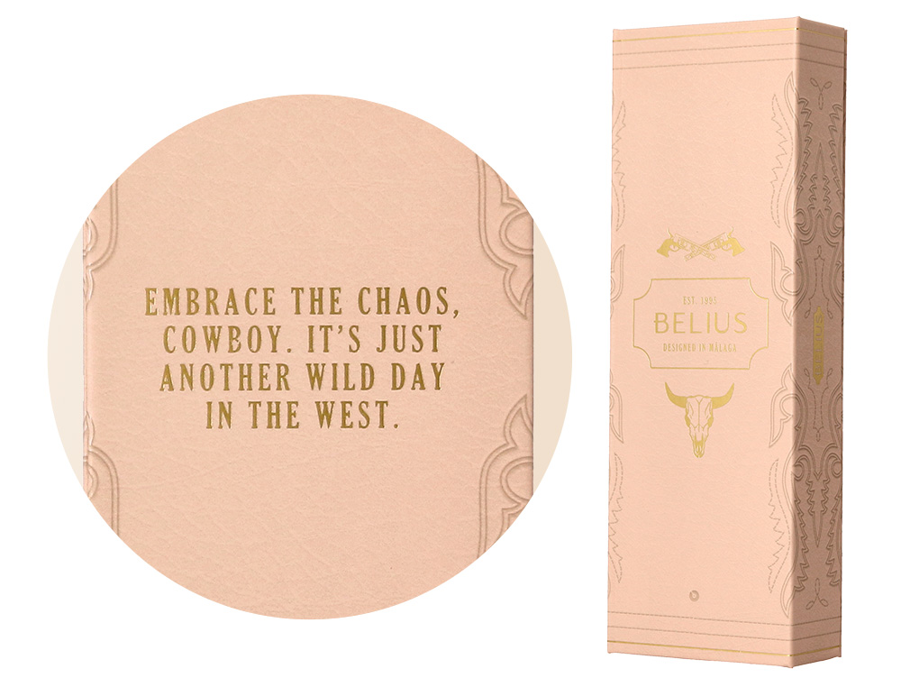 ROLLER BELIUS WILD WEST ALUMINIO COR CREME DOURADO TINTA COR PRETA CAIXA DE DESIGN