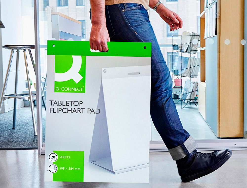 BLOCO DE CONGRESSO Q-CONNECT LISO AUTOADESIVO DE SECRETARIA 508X584 MM 20 FOLHAS PAPEL BRANCO DE 75 GR FSC