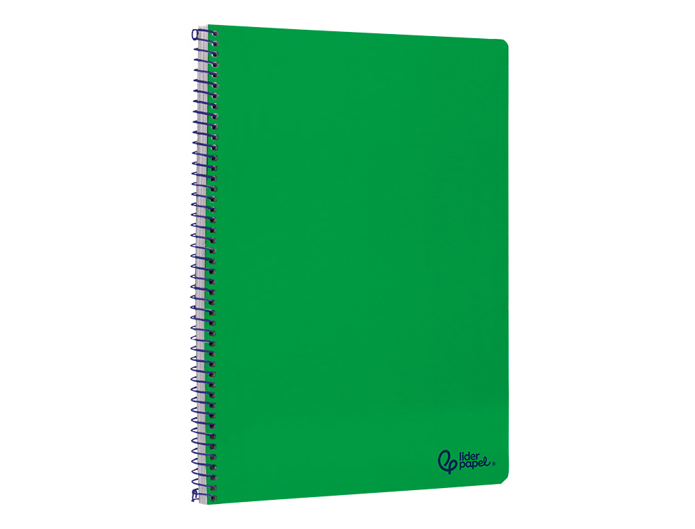 CADERNO ESPIRAL LIDERPAPEL SMART DIN A4 CAPA SUAVE 80 F 75GR PAUTADO COM MARGEM COR VERDE